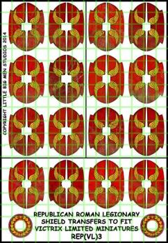 Republican Roman Shield Designs 3--28mm Republican Roman Legionary shield transfers to fit Victrix Ltd. miniatures--Special Order:  Takes 2 to 3 weeks #52458