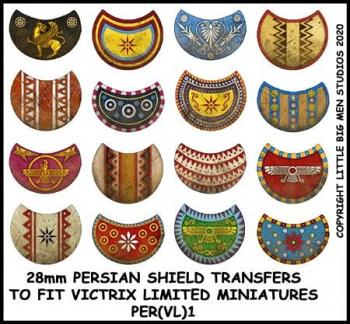 Persian Shield Transfers 1--28mm Persian Shield Transfers to fit Victrix Ltd. miniatures--Special Order:  Takes 2 to 3 weeks #52461