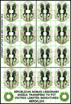 Republican Roman Shield Designs 10--28mm Republican Roman Legionary shield transfers to fit Victrix Ltd. miniatures--Special Order:  Takes 2 to 3 weeks #52465