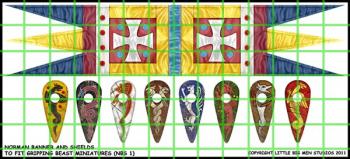 Norman Banner and Shields--28mm Norman Banners to fit Gripping Beast Miniatures miniatures--Special Order:  Takes 2 to 3 weeks #52468