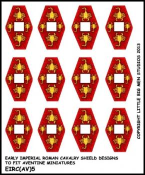 Early Imperial Roman Cavalry Shield Designs to fit Aventine Early Imperial Roman Praetorian miniatures 5--Special Order:  Takes 2 to 3 weeks #52476