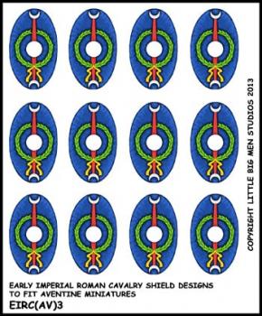 Early Imperial Roman Cavalry Shield Designs to fit Aventine Early Imperial Roman cavalry miniatures 3--Special Order:  Takes 2 to 3 weeks #52482
