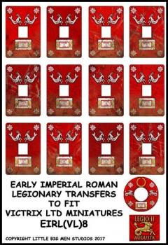 Early Imperial Roman Legionary Shield Transfers 8--28mm Early Imperial Roman Legionary Transfers to fit Victrix Ltd. miniatures--Special Order:  Takes 2 to 3 weeks #52494