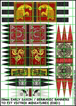 Early Saxon/Germanic Banners 1--28mm Early Saxon/Germanic Banners to fit Victrix Ltd. miniatures--Special Order:  Takes 2 to 3 weeks #52500