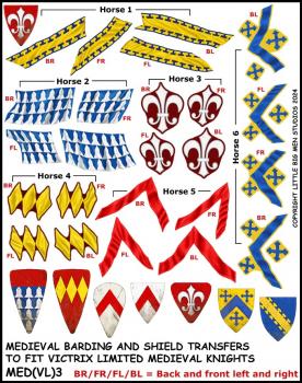 Medieval Barding and Shield Transfers 3--28mm Templars Barding and Shield Transfers to fit Victrix Ltd. Medieval Knights--Special Order:  Takes 2 to 3 weeks #52512