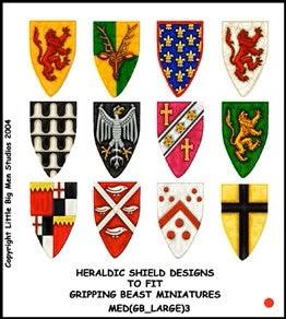 Heraldic Shield Designs to fit Gripping Beast miniatures MED(GB_LARGE)3--shield transfers to fit 28mm Gripping Beast miniatures--Special Order:  Takes 2 to 3 weeks #52532