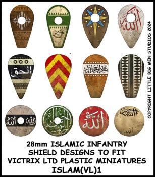 Islamic Infantry Shield Transfers 1--Islamic Infantry shield designs to fit 28mm Victrix Ltd. miniatures--Special Order:  Takes 2 to 3 weeks #52533