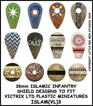 Islamic Infantry Shield Transfers 3--Islamic Infantry shield designs to fit 28mm Victrix Ltd. miniatures--Special Order:  Takes 2 to 3 weeks #52535