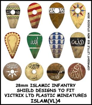 Islamic Infantry Shield Transfers 4--Islamic Infantry shield designs to fit 28mm Victrix Ltd. miniatures--Special Order:  Takes 2 to 3 weeks #52536