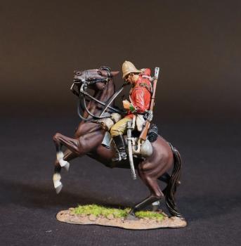 Image of Mounted Infantryman, Eschowe Relief Column, Battle of Gingindhlovu, 2nd April 1879--single mounted figure with sword behind mount's neck on rearing horse #52565