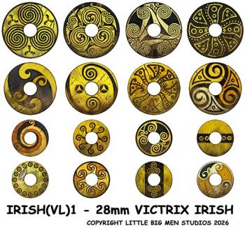 Irish Shield Designs IRISH 1--shield designs to fit 28mm Irish Warriors Victrix Ltd. miniatures--Special Order:  Takes 2 to 3 weeks #52594