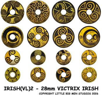 Irish Shield Designs IRISH 2--shield designs to fit 28mm Irish Warriors Victrix Ltd. miniatures--Special Order:  Takes 2 to 3 weeks #52595