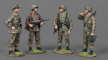 The SS Normandy 1944, WWII--four figures (SS-Schütze Klaus Schuh, SS-Sturmmann Otto Funk, Knight's Cross officer, SS Grenadier with MP40) #52627