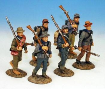 Image of Confederate Infantry Marching Set 1, American Civil War--six marching figures in six poses--RETIRED--LAST ONE!!