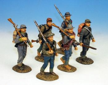 Image of Confederate Infantry Marching Set 2, American Civil War--six marching figures in six poses--RETIRED--LAST ONE!!