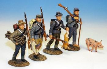 Image of Confederate Infantry Foraging Set, American Civil War--four figures and one pig--RETIRED--LAST ONE!!