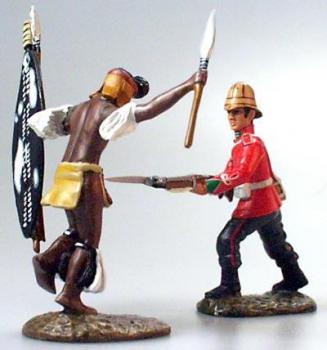 Image of 24th Foot Lunging at Attacking Zulu, Set 2--two figures--RETIRED--LAST ONE!!
