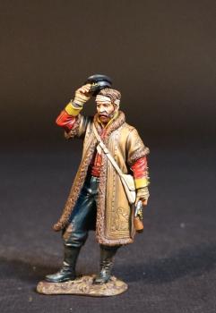 Brevet Captain Thomas C. Collins (#6), The 44th (East Essex) Regiment of Foot, The Last Stand at Gandamak, 13th January 1842,--single standing figure (lifting hat from bandaged head) #52684