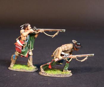 Two Rangers (standing firing; advancing crouching with gun pointed forward), Roger's Rangers, The Raid on St. Francis, 1759, The French and Indian War, 1754-1763--two figures in Native American garb #52698