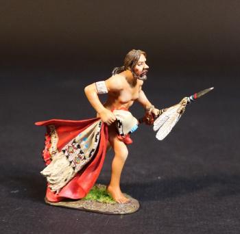 John Colter, The Mountain Men, The Fur Trade--single naked running figure carrying blanket and spear #52705