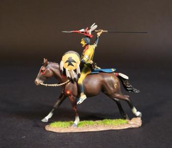 Cheyenne Coyote Society Warrior, Cheyenne Warriors, The Fight When Roman Nose Was Killed, 17th -19th September 1868, The Black Hill Wars, 1876-1877, Thunder on the Plains--single mounted figure with round shield with spear held ready to loose #52706
