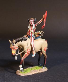 Cheyenne Red Shield Society Warrior, Cheyenne Warriors, The Fight When Roman Nose Was Killed, 17th -19th September 1868, The Black Hill Wars, 1876-1877, Thunder on the Plains--single mounted figure with round red shield raised in the air #52707