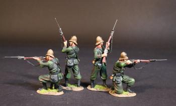 Four Infantrymen (2 standing ready; 2 kneeling firing), 3rd Battalion 60th King's Royal Rifle Corps, The Eshowe Relief Column, The Battle of Gingindhlovu, 2nd April 1879, The Anglo Zulu War--four figures #52710