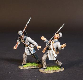 Two Infantrymen Advancing (turned left, reaching; advancing shot), 2nd Wisconsin Infantry Regiment, 1861, The First Battle of Bull Run, 1861, ACW, 1861-1865--two figures #52713