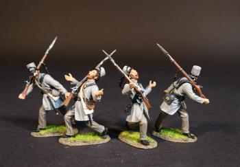 Four Infantrymen Advancing (2 turned left, reaching; 2 advancing shot), 2nd Wisconsin Infantry Regiment, 1861, The First Battle of Bull Run, 1861, ACW, 1861-1865--four figures #52714