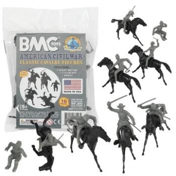 BMC Classic Marx Civil War Cavalry--16 piece Charcoal Gray Plastic Figure Playset #52735
