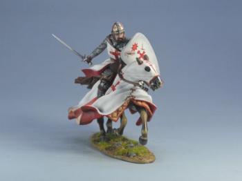 Livonian Knight Holding Sword--White Variant (red inner linings), The Battle of Legnica, 1241--single mounted figure charging #52741