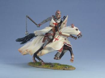 Livonian Knight with Flail--Off-White Variant, The Battle of Legnica, 1241--single mounted figure charging #52742