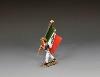Santa Anna's Soldiers Mexican Army Flagbearer, Rembember the Alamo--single Mexican infantryman figure carrying flag #52760