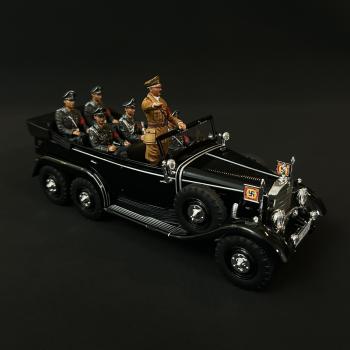 Mercedes Benz G4 Glossy Black & Six Crew, Berlin, 1930s--car, five seated figures, and one standing figure #52824