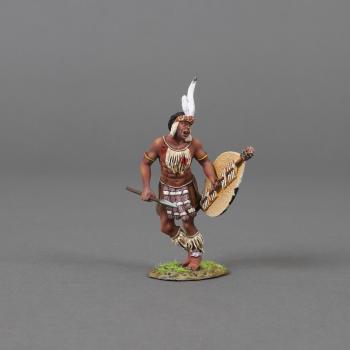 Image of Stopped in his Tracks!, Zulu Warrior, Anglo-Zulu Wars--single stumbling shot Zulu Warrior figure with asegai and shield #52863
