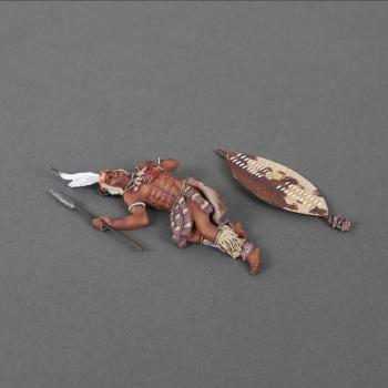 Image of Dead Zulu Warrior, Anglo-Zulu Wars--single prone Zulu Warrior figure with asegai and loose shield #52866