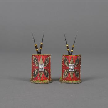 Image of Red Roman Shields, The Glory That Was Rome!--comprises two shields with a pair of pila leaning on each #52874