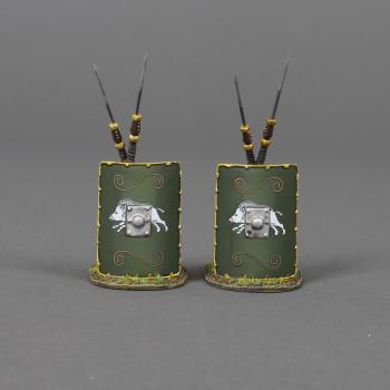 Image of Green Roman Shields, The Glory That Was Rome!--comprises two shields with a pair of pila leaning on each #52876