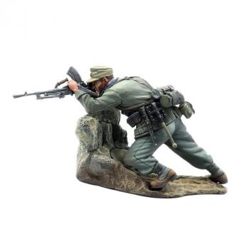 Image of Das Deutsche Afrika Korps Firing Captured Bren Gun, North Afrika, 1941-1943--single figure crouching behind low wall firing bren gun #52896