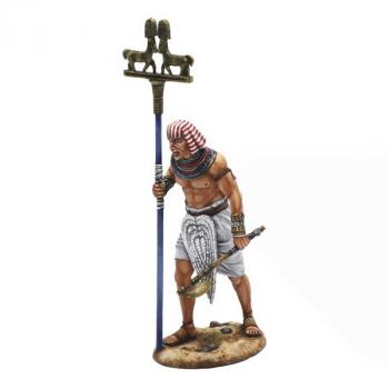 Image of Egyptian Standard Bearer, Ancient Egyptians, Ancient Biblical Wars--single advancing figure with standard and axe #52903