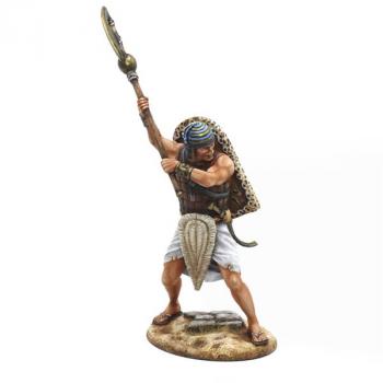 Image of Egyptian with Heavy Armor and Axe, Ancient Egyptians, Ancient Biblical Wars--single figure wielding two-handed axe with shield on back #52904