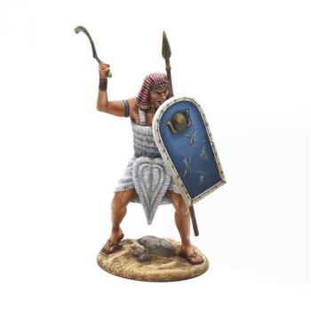 Image of Egyptian with Khopesh, Ancient Egyptians, Ancient Biblical Wars--single figure wielding khopesh with shield and spear in left hand #52905
