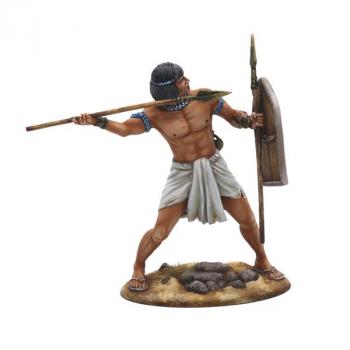 Image of Egyptian Light Infantry with Javelins, Ancient Egyptians, Ancient Biblical Wars--single figure throwing javelin with shield and spare javelin in left hand #52908