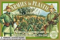 German Army in Pickelhaube Helmet, WWI--20 figures in 10 poses in Blue-Grey Plastic  #52920