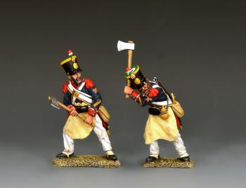 A Pair of Santa Anna's Assault Pioneers, Rembember the Alamo--two Mexican pioneer figures with axes #52964