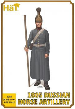 1/72 1805 Napoleonic Russian Horse Artillery with 6 pdr.--28 figures in 7 poses and 4 cannon #52986