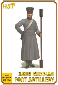 1/72 1808 Napoleonic Russian Artillery with (1/2 pud) 20 lb. unicorn gun--28 figures in 7 poses and 4 cannon #52987
