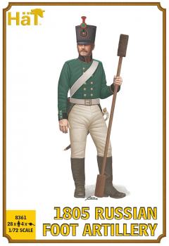 1/72 1805 Napoleonic Russian Artillery with (1/2 pud) 20 lb. unicorn gun--28 figures in 7 poses and 4 cannon #52989