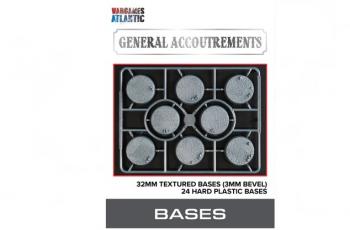 32mm Textured Bases (3mm Bevel)--24 hard plastic bases (round) #52991