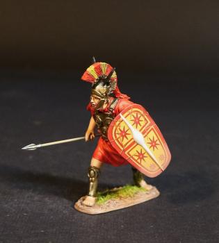Image of Samnite Warrior (red tunic), The Samnites, Armies and Enemies of Ancient Rome--single figure with decorated red shield holding spear low #52999